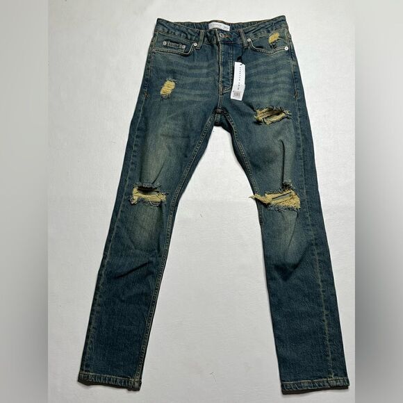 TopMan | NWT Destroyed Stretch High Rise Button Fly Skinny Jeans - Picture 1 of 6